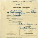 Registo de velocípede com o nº 2315, em nome de José Júlio Rodrigues, morador em Fontanelas.