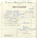 Registo de velocípede de marca Raio, com o nº 5056, em nome de Cesário Julião, morador em Morelena.
