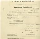 Registo de velocípede de marca Aprilia, com o nº 2267, em nome de Gilberto Pombeiro Costa, morador em Queluz.