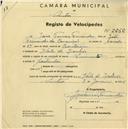 Registo de velocípede com o nº 2260, em nome de José Tomás Fernandes, morador em Vale de Lobos.