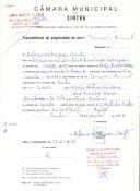 Registo de um veiculo de duas rodas tirado por dois animais de espécie asinina destinado a transporte de mercadorias em nome de António Rodrigues Bento, morador no Mucifal.
