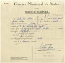 Registo de velocípede de marca Famel com motor Vitória, com o nº 8562, em nome de Vítor José Névoa, morador em Rua José Antunes dos Santos, Sintra.