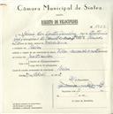 Registo de velocípede de marca Vilar com motor Cuciolo, com o nº 5757, em nome de Dinis dos Santos Janeiro, morador em Belas.