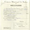 Registo de velocípede de marca Nacional, com o nº 5100, em nome de Augusto Francisco Serrario, morador em Eugaria.
