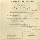 Registo de velocípede de marca Helios, com o nº 668, em nome das Companhias Reunidas de Gás e Eletricidade, com sucursal em Sintra.