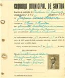 Registo de matricula de cocheiro profissional em nome de Joaquim Pereira Miranda, morador em Mem Martins, com o nº de inscrição 891.