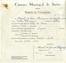 Registo de velocípede de marca Sagres, com o nº 9064, em nome de Hernâni de Lemos Albuquerque, morador em Fação.