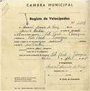 Registo de velocípede de marca Nacional, com o nº 1604, em nome de Manuel Américo da Cruz, morador em Vila verde.