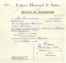 Registo de velocípede de marca Ilo, com o nº 9286, em nome de José Lourenço Dias, morador em Chilreira.