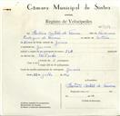 Registo de velocípede de marca JLO, com o nº 9114, em nome de António Caetano da Fonseca, morador em Gouveia.