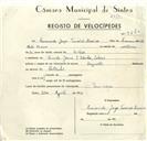 Registo de velocípede com o nº 9240, em nome de Fernando Jorge Tomásio Caeiro, morador em Colares.