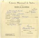 Registo de velocípede de marca Nacional, com o nº 9649, em nome de João Duarte Patrão, morador em Odrinhas.