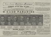 Programa do filme, drama, "O Caso Paradine" com a participação de Gregory Peck, Ann Todd, Charles Laughton, Charles Coburn, Ethel Barrymore, Valli e Louis Jourdan.