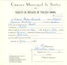 Registo de um veiculo de duas rodas tirado por dois animais de espécie asinina destinado a transporte de mercadorias em nome de Manuel Marques Miranda, morador em Sacotes.