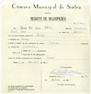 Registo de velocípede de marca Sachs, com o nº 8230, em nome de Luís dos Reis Alves, morador em Linhó.
