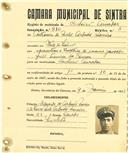 Registo de matricula de cocheiro amador em nome de António de Melo Arbués Moreira, morador em vale de Lobos, com o nº de inscrição 810.