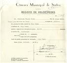 Registo de velocípede com o nº 9321, em nome de Francisco Filipe Gomes, morador em Vila Verde.