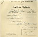 Registo de velocípede com o nº 327, em nome de Francisco António Luís, morador em Sabugo.