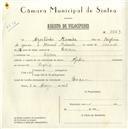 Registo de velocípede de marca Aprilia, com o nº 5669, em nome de Agostinho Miranda, morador em Cacém.