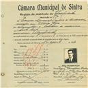Registo de matricula de velocipedista em nome de Francisco da Conceição Cardoso de Andrade, morador na Venda Seca, com o nº de inscrição 750.