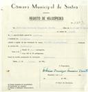 Registo de velocípede de marca Famel, com o nº 8239, em nome de Feliciano Domingos Francisco Duarte, morador em Lameiras.