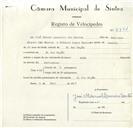 Registo de velocípede de marca Mota, com o nº 8894, em nome de José Manuel Loureiro dos Santos, morador em Praia das Maçãs.