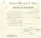 Registo de velocípede de marca Raio, com o nº 9418, em nome de Carlos Gomes Rodrigues morador em Campo Raso.