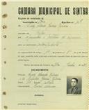 Registo de matricula de velocipedista em nome de Luís Maria Garcia Ribeiro, morador em Belas, com o nº de inscrição 1700.