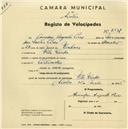 Registo de velocípede com o nº 2517, em nome de Amadeu Augusto Pires, morador em Vila Verde.