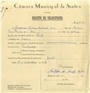 Registo de velocípede com o nº 6622, em nome de Armando Nelson da Cunha Dias, morador em Sintra.