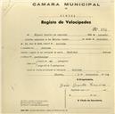 Registo de velocípede de marca Nacional, com o nº 894, em nome de Miguel Duarte de Andrade, morador em Bolelas.