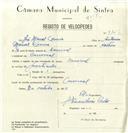 Registo de velocípede de marca Nacional, com o nº 8326, em nome de José Manuel Correia, morador em Carrascal.