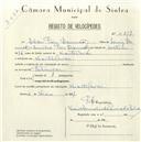 Registo de velocípede com o nº 5219, em nome de Hélder Pais Damião, morador em Montelavar.