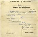 Registo de velocípede com o nº 813, em nome de José Maria Rosa, morador em Lourel.