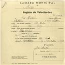 Registo de velocípede com o nº 2243, em nome de José Martins, morador em Vila Verde.