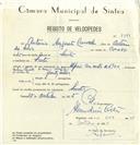 Registo de velocípede de marca Alpino, com o nº 8353, em nome de António Augusto Carvalho, morador em Sintra.