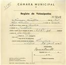 Registo de velocípede de marca Sport, com o nº 3209, em nome de Francisco Faustino, morador em Rinchoa.