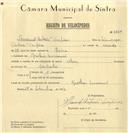 Registo de velocípede de marca Alma, com o nº 6660, em nome de Manuel António Tirapicos, morador em Queluz, Massamá.