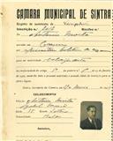 Registo de matricula de velocipedista em nome de António Moita, morador no Cacém, com o nº de inscrição 2012.