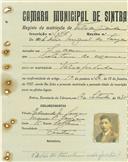 Registo de matricula de velocipedista em nome de Adão Miguel de Sousa, morador no Cacém, com o nº de inscrição 1046.