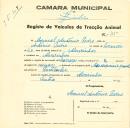 Registo de um veiculo de duas rodas tirado por dois animais de espécie muar destinado a transporte de mercadorias em nome de Manuel António Pedro, morador em Alvarinhos.