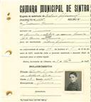 Registo de matricula de cocheiro profissional em nome de Joaquim Gomes, morador em Massamá, com o nº de inscrição 1085.