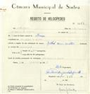 Registo de velocípede de marca Niki, com o nº 8278, em nome de José Lopes, morador em S. Pedro de Sintra.
