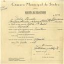 Registo de velocípede de marca Lusitana, com o nº 5878, em nome de Júlio Ferreira, morador em Algueirão.