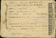 Pagamento do imposto de rendimento de foros de pomares, terras e vinhas referente ao ano de 1909.
