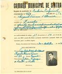 Registo de matricula de cocheiro profissional em nome de Augusto Tavares de Almeida, morador em Sacotes, com o nº de inscrição 921.