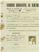 Registo de matricula de velocipedista em nome de Firmino Pereira, morador em Lourel, com o nº de inscrição 1053.
