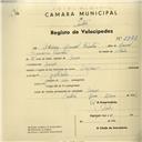 Registo de velocípede de marca Origam, com o nº 2923, em nome de Adriano Manuel Timóteo, morador em Anços.