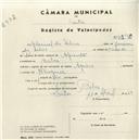Registo de velocípede de marca Aprilia, com o nº 4590, em nome de Manuel da Silva, morador em Belas.