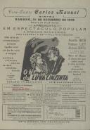 Programa do filme "O Homem da Luva Cinzenta" com a participação de Annette Bach, Roldano Lupi, António Centa e o tenor Mário del Monaco. 